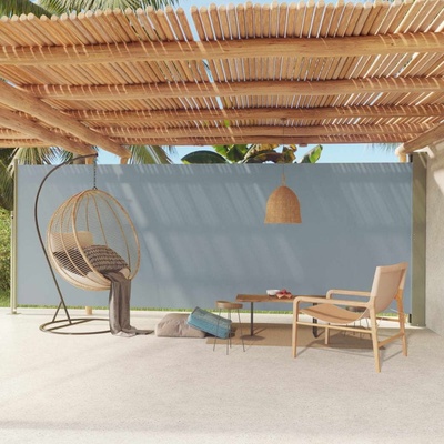 Vidaxl zaťahovacia bočná markíza na terasu 200 x 600 cm sivá
