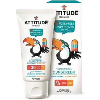 Attitude dětský 100% minerální opalovací krém bez vůně SPF30 75 g