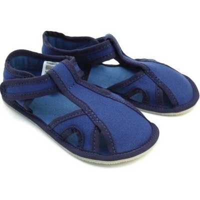 EF Barefoot detské papuče na suchý zips modré