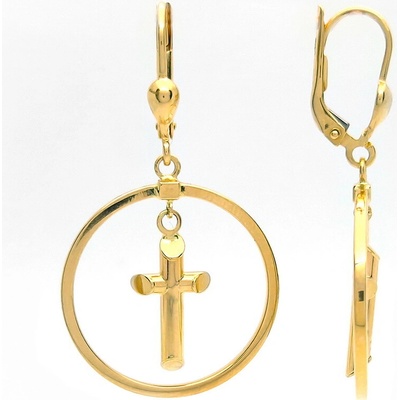 Šperk Holíč zlaté visacie náušnice s krížikom ZN147