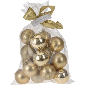 Vianočné gule Candy 16 ks, zlatá, 16 x 6 cm