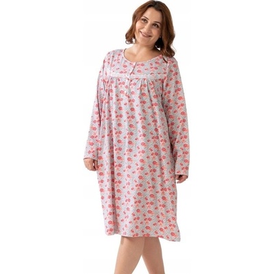 Сива макси нощница с бели цветя и червени рози