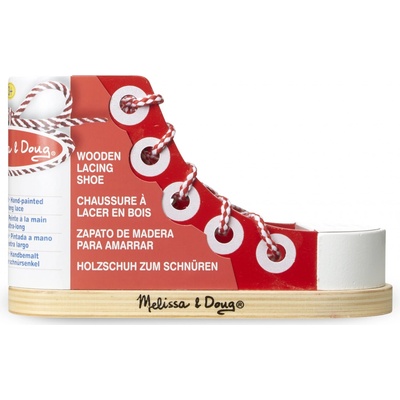 Melissa & Doug drevená topánka na zaväzovanie