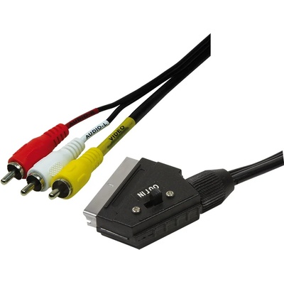LogiLink Аудио/видео кабел, Scart/M - 3x RCA/M, черен, 2 м (CA1029)