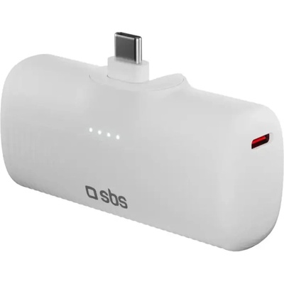 SBS EcoPower 5000 mAh 10W Преносима батерия Powerbank с вграден USB-C порт - бял (TEBB5000PLUGWGRS)