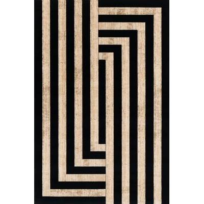 Agnella Черно-бежов вълнен килим 200x300 cm Agnus Art Deco II - Agnella (5901760413268)