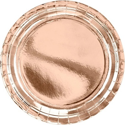 Party Deco Парти Чинии в Розово Златно, 23см - (1 пакет / 6 бр. )