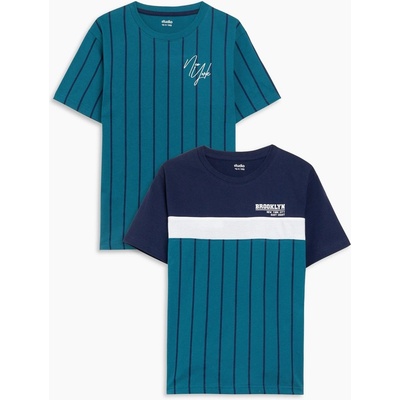 Studio Детска тениска Studio Older Boys 2 Pack Blue Stripe T-shirts - Blue