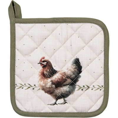 Clayre & Eef Barnyard Chicken Béžová chňapka podložka so sliepočkami 20 x 20 cm