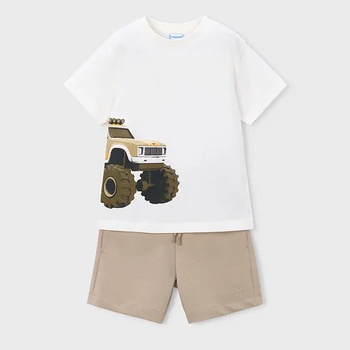 Mayoral Комплект трико принт джип и бежови къси панталони за мини момче Mayoral