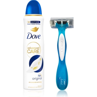 Dove Original Dove Advanced Care Original antiperspirant pro ženy 150 ml + Razor holicí strojek 1 ks