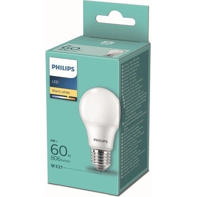 Philips LED žárovka 1x8W-60W E27 806lm 2700K bílá