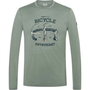 super. natural Мъжка блуза с дълъг ръкав super. natural Bike Enthusiast L/S Merino longsleeve - Eucalyptus / Various - размер XXL (216-9134-0215)