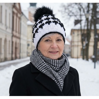 VLNIKA Háčkovaná čepice černo-bílá Dante