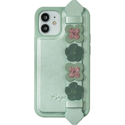 Kingxbar Калъф за телефон Kingxbar Sweet Series с оригинални Swarovski кристали за iPhone 12 Pro/ iPhone 12, зелен (6959003590237)
