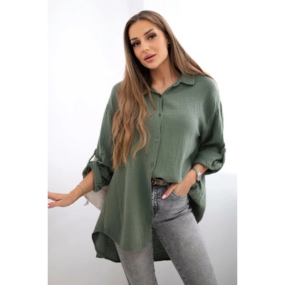 Fashionweek košilová halenka z lehké a příjemné bavlny K65622 khaki
