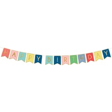 PartyDeco Banner - Happy Birthday mix farieb 15 x 175 cm