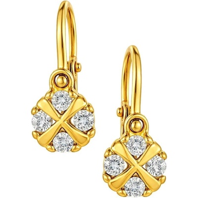 Zlaton Náušnice žluté zlato visací osazené zirkony výška 1.3cm váha 0.9g 001410303231