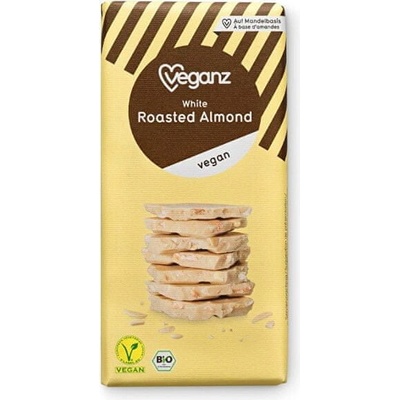 Veganz Biela čokoláda s praženými mandľami, Bio 80 g