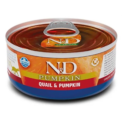 N&D Pumpkin Cat Quail & Pumpkin ADULT GRAIN FREE - консерва за пораснали котки над 1 година, с пъдпъдък и тиква, БЕЗ ЗЪРНО, 70 гр Италия PND070015