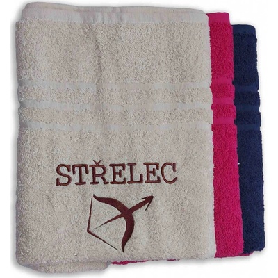 Top textil Osuška s vyšitým znamením zvěrokruhu „ Střelec" 70x140 cm tmavě modrá
