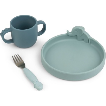 Done by deer Детски прибори за хранене и съдове Peekaboo силиконови сини 3 части (1516372)