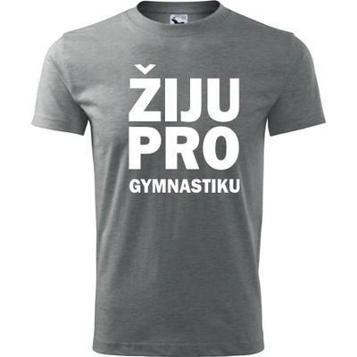 Tričko Žiju pro gymnastiku dárky pro gymnasty šedé