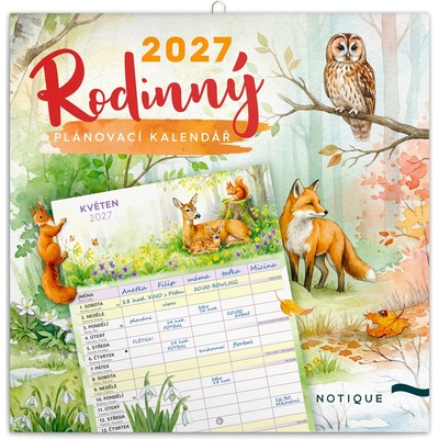 NOTIQUE Rodinný plánovací Zvieratká / Nástěnný / 30 × 30 cm 2027