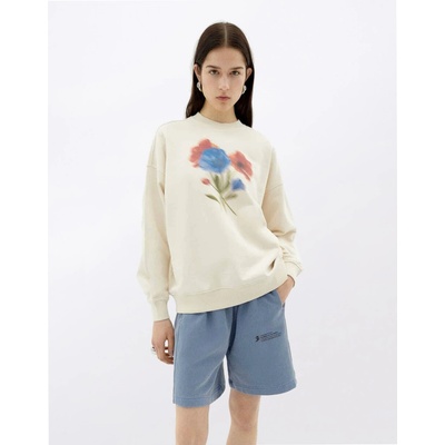 Thinking MU Blurry Flower Jimena Sweatshirt White
