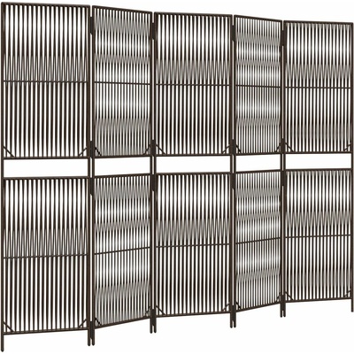 vidaXL Dělicí stěna 245 x 180 cm polyratan hnědá 5 panelů 365381