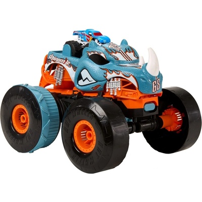 Hot Wheels Monster Trucks na diaľkové ovládanie konvertibilný Rhinomite 1:12 s hračkárskym kamiónom Race Ace 1:64