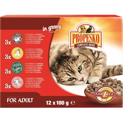 Propesko Cat kura & hovädzie & zverina & jahňa 12 x 100 g