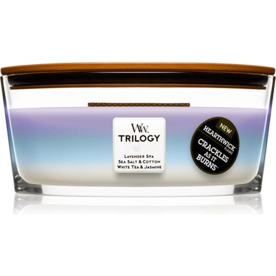 WoodWick Trilogy Calming Retreat ароматна свещ с дървен фитил (hearthwick) 453.6 гр
