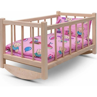 Baby Mix Drevená postieľka-kolíska pre bábiky s obliečkami bears