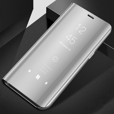 Púzdro SES Zrkadlové plastové flip Xiaomi Redmi Note 8 - strieborné
