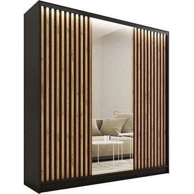 Nejlevnější nábytek Insular 3D 150 so zrkadlom čierny mat/dub wotan