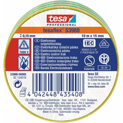 Tesa Elektroizolační PVC páska 10 m x 15 mm zelenožluté proužkování 53988-00085-00
