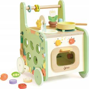 Classic World Дървена проходилка 2 в 1 Classic World - Малка кухня за деца с аксесоари (CW10521) - baby Проходилка