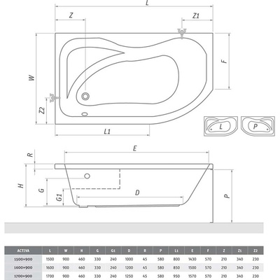 Roth ACTIVA 170 x 90 cm 8180000