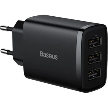 Baseus Зарядно адаптер Baseus Compact 3 X USB, 17W, Черно (BSU3467BLK)