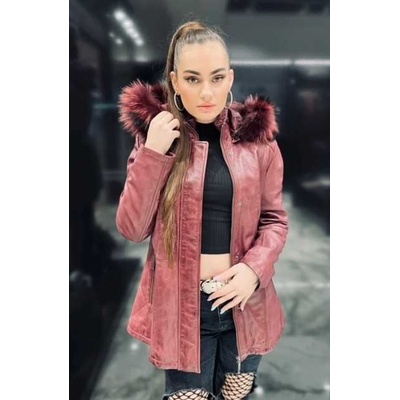 Max Original Leather Dámska kožená bunda MIFO Long bordo