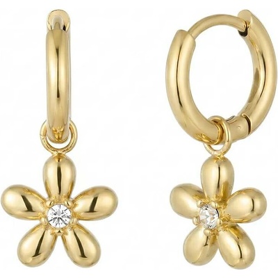 Elanis Jewel Pozlacené visací náušnice Daisy se zirkonem z chirurgické oceli EJ00862