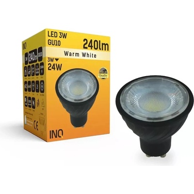 INQ LED žiarovka LED GU10 3W Warm White čierna