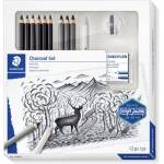 STAEDTLER Комплект от 12 молива за графит и въглен с аксесоари, STAEDTLER "Mars Lumograph 100C" 61 100C (61 100C)