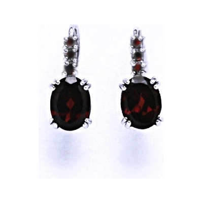 Čištín stříbrné náušnice přírodní granáty náušnice ze stříbra VE 8