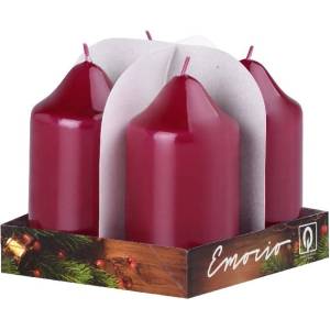 Emocio Свещи Emocio Advent цилиндър 4 бр. 50x90 бордо