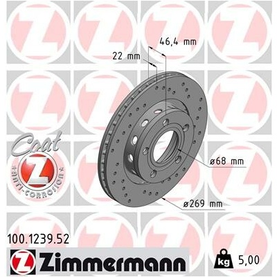 Brzdový kotúč ZIMMERMANN 100.1239.52 (100123952)