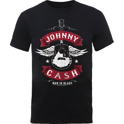 Johnny Cash tričko Winged Guitar čierne