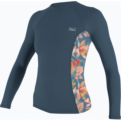Dámske O'Neill Side Print Rash Guard LS copen blue/painted tropics