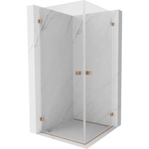 Mexen Lunar-B Duo сгъваема душ кабина 100 x 100 см, прозрачна, матиран меден - 832-100L-100P-65-00 (832-100L-100P-65-00)